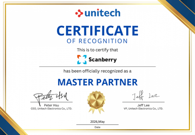 Scanberry является мастер партнером производителя Unitech