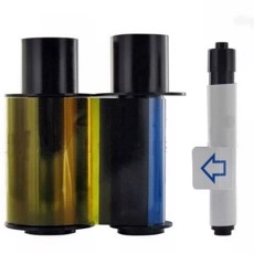 YMCKO 1/2: Лента и чистящий валик FARGO. Полноцветная ПОЛУпанельная лента с полимерной черной панелью, прозрачным защитным слоем - 850 отпечатков (FRG45214)