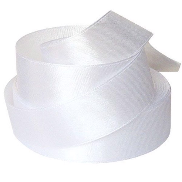 Сатиновая лента с тканным краем 8мм х 200м (белая)