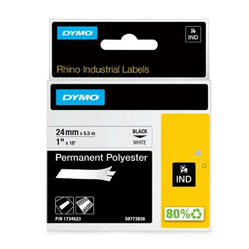 Картридж c полиэстеровой лентой для принтеров Dymo Rhino 5.5 м x 24 мм, белый (DYMO1734523) - фото 1
