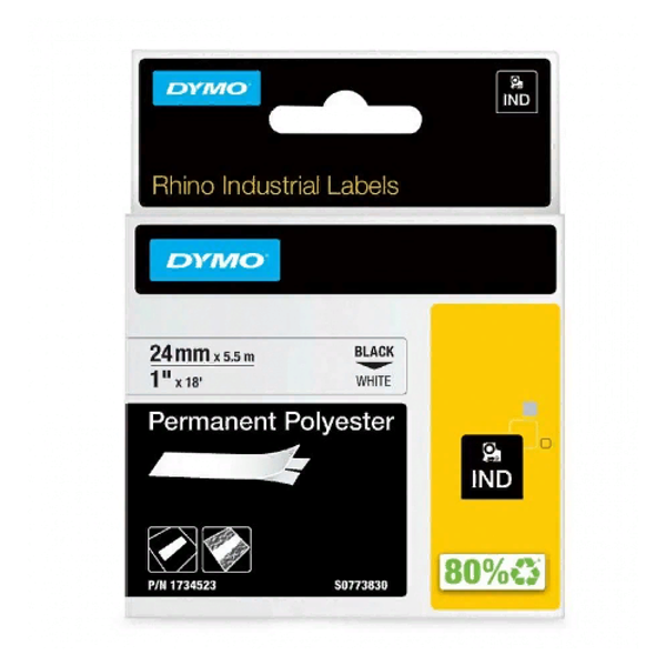 Картридж c полиэстеровой лентой для принтеров Dymo Rhino 5.5 м x 24 мм, белый (DYMO1734523)