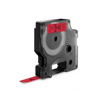 Картридж с виниловой лентой D1 для принтеров Dymo Label Manager, черный шрифт, 9 мм х 7 м, красный (DYMO40917) - фото