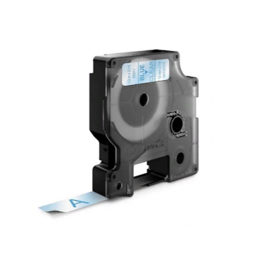 Картридж с виниловой лентой D1 для принтеров Dymo Label Manager, голубой шрифт, 12 мм х 7 м прозрачный (DYMO45011) - фото