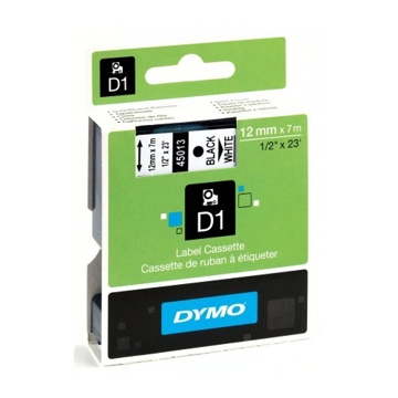 Картридж с лентой D1 для принтеров Dymo, пластик, черный шрифт, 12 мм х 7 м, DYMO45013/S0720530 (DYMO45013-ON) - фото