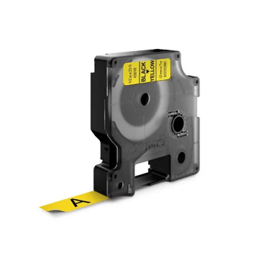 Картридж с виниловой лентой D1 для принтеров Dymo, черный шрифт, 12 мм х 7 м, желтый (DYMO45018) - фото