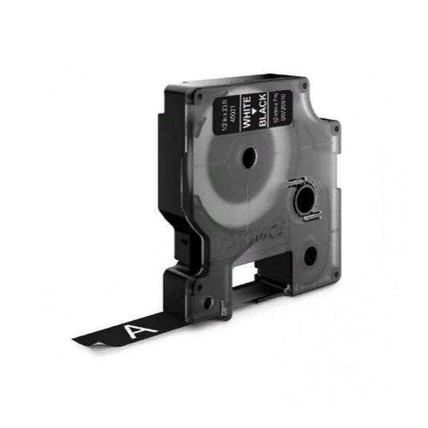 Картридж с виниловой лентой D1 для принтеров Dymo, белый шрифт, 12 мм х 7 м, черный (DYMO45021)
