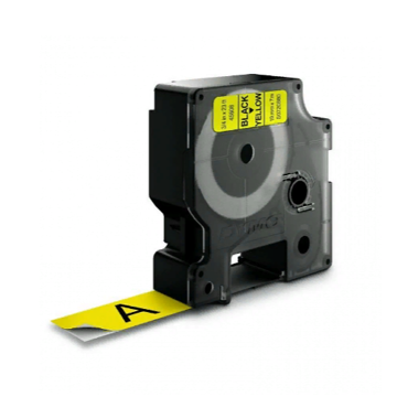 Картридж с виниловой лентой D1 для принтеров Dymo, черный шрифт, 19 мм х 7 м, желтый (DYMO45808) - фото