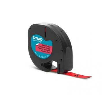 Картридж для принтера Dymo LetraTag, пластик, черный шрифт, 12 мм х 4 м, красный (DYMO91223) - фото