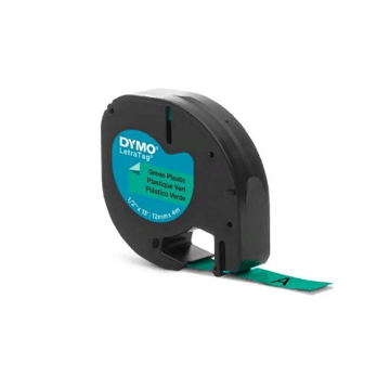 Картридж для принтера Dymo LetraTag, пластик, черный шрифт, 12 мм х 4 м, зеленый (DYMO91224) - фото