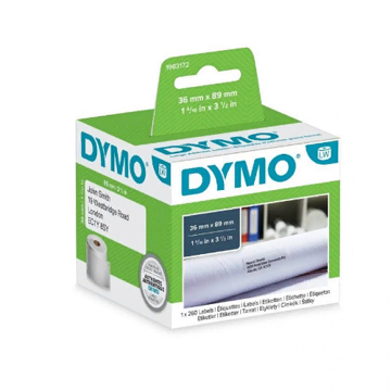 Самоклеящаяся термоэтикетка для принтеров Dymo Label Writer, белые, 36 мм х 89 мм, 260 шт/рулон (DYMO1983172) - фото