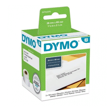 Самоклеящаяся термоэтикетка для принтеров Dymo Label Writer, белые, 89 мм x 28 мм, 130 шт/рулон (DYMO99010) - фото