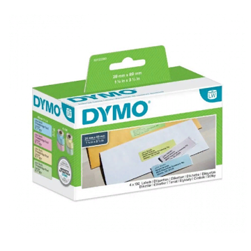 Самоклеящаяся термоэтикетка для принтеров Dymo Label Writer, 89 мм х 28 мм, 4 х 130 штук, 4 цвета/рулон (DYMO99011) - фото