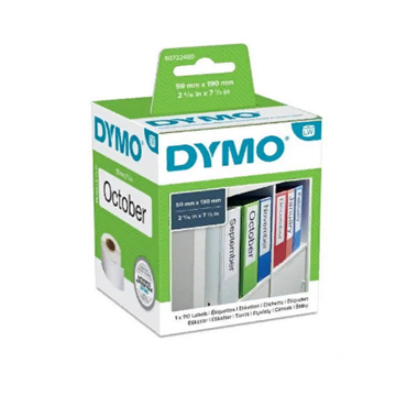 Самоклеящаяся термоэтикетка для принтеров Dymo Label Writer, на корешок папки-регистратора, 190 мм x 59 мм, 110 шт/рулон (DYMO99019) - фото