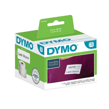 Самоклеящаяся термоэтикетка для принтеров Dymo Label Writer для бэйджей, белые, 41 мм x 89 мм, 300 шт/рулон (S0722560) - фото