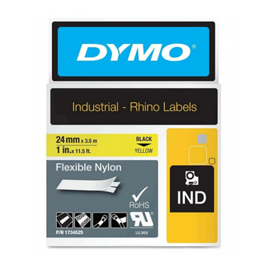 Картридж c нейлоновой лентой для принтеров Dymo Rhino, желтый (DYMO1734525) - фото