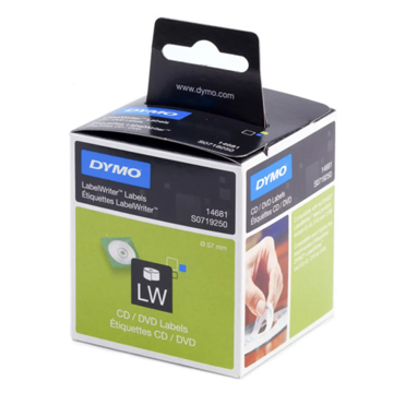 Самоклеящаяся термоэтикетка для принтеров Dymo Label Writer, для CD/DVD, 57 мм х 57 мм, 160 штук (S0719250) - фото