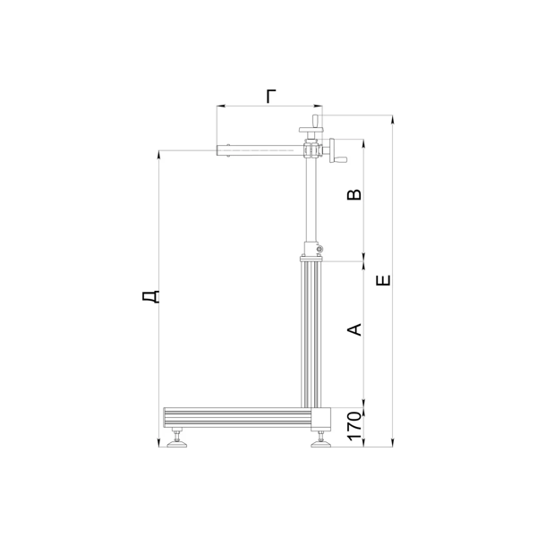 Стойка "Т" на опорах для нанесения сверху с двумя регулировками Стронг-АйТи CT-P-800-500-430