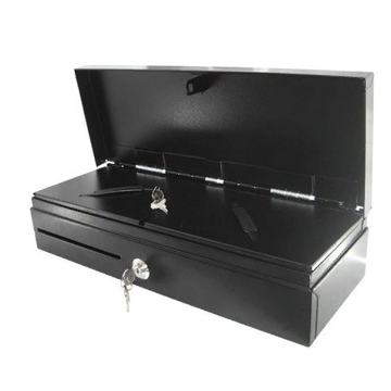 Денежный ящик АТОЛ FlipTop-MB черный, 24V, верхняя крышка из нержавеющей стали +  крышка для инкассации (38723) - фото 1