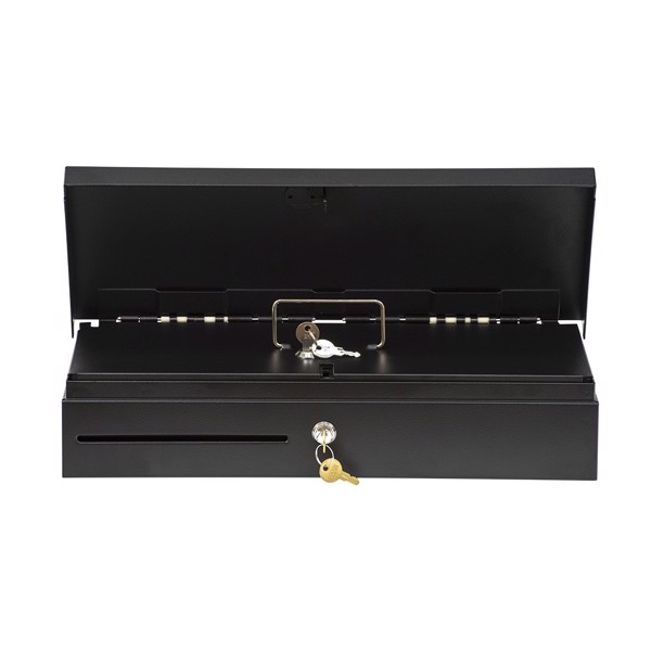 Денежный ящик АТОЛ FlipTop-MB черный, 24V, верхняя крышка из нержавеющей стали +  крышка для инкассации (38723)